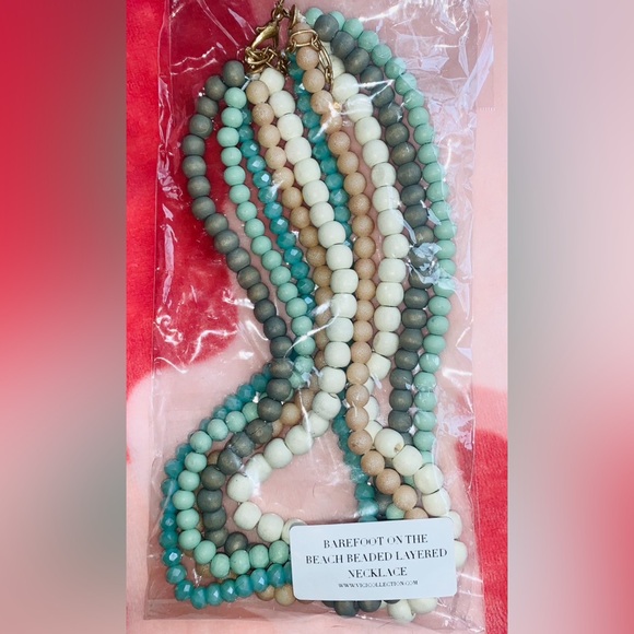 NIB VICI BAREFOOT 🦶 ON THE BEACH 🏝️ BEADED LAYERED NECKLACE, OS, BNIB - Picture 2 of 3
